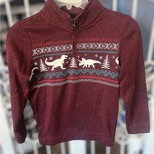 Dinosaur Print Maroon Kids pullover sweater ugly Christmas fall school cozy